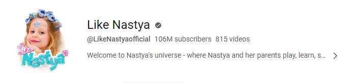 Like Nastya channel statistics