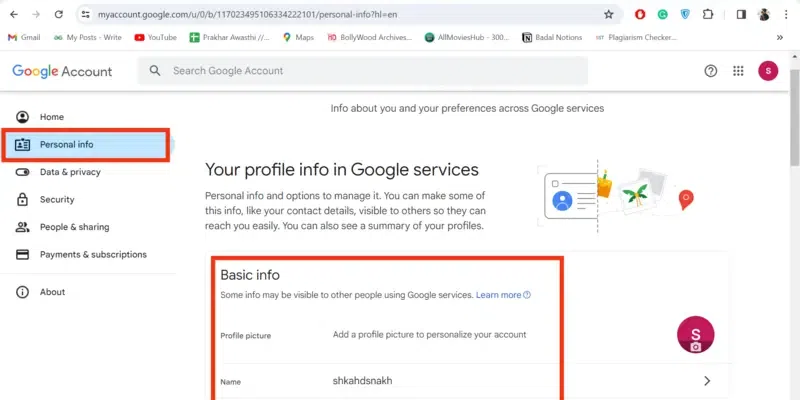 handle your profile on Google YouTube.