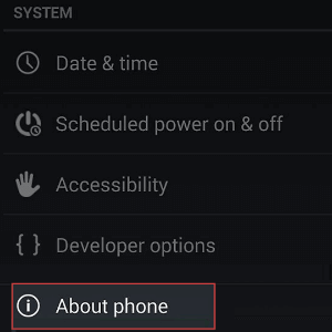 Scroll down. Find and choose “About Phone”