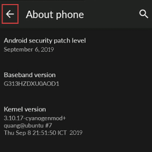 Tap the "Back" button