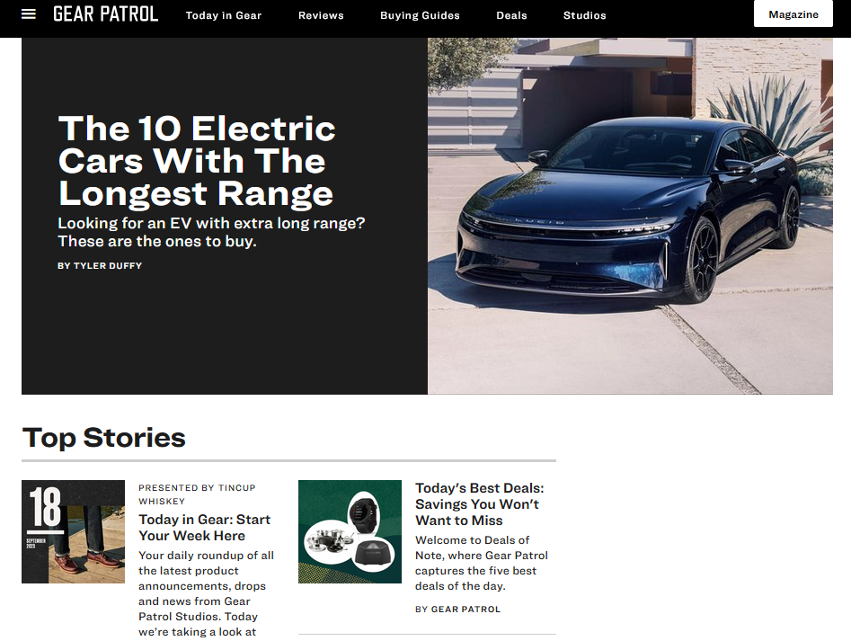 gear patrol  website