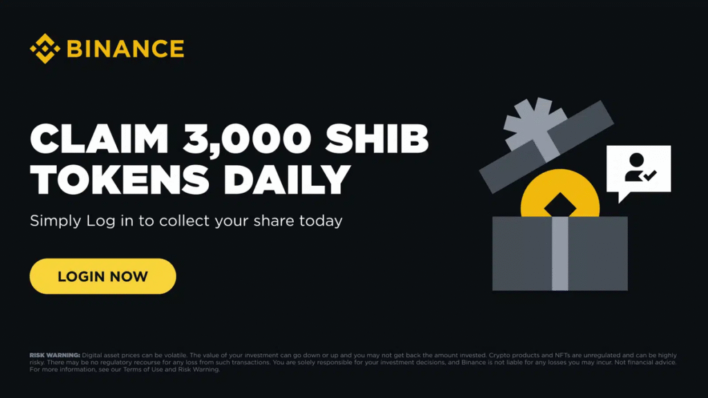 Binance – Claim 3000 SHIB Tokens Daily!