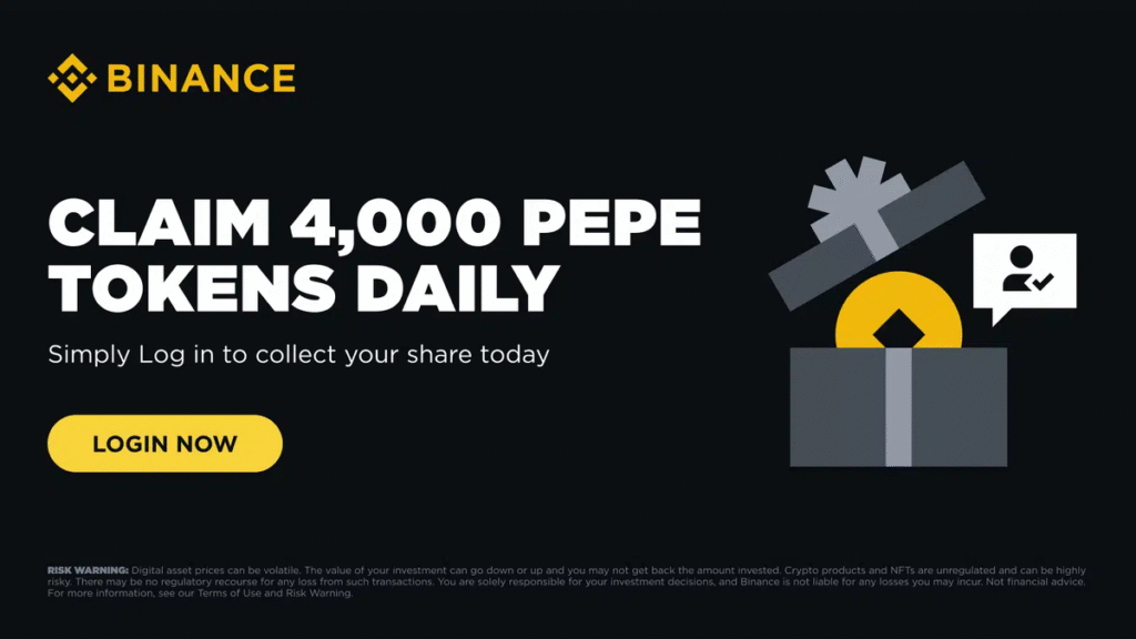 Binance – Claim 4000 PEPE Tokens Daily!