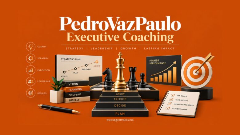PedroVazPaulo executive coaching concept with strategic planning, leadership and business growth elements.