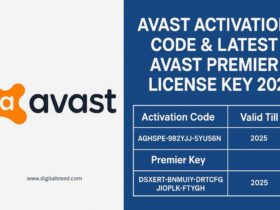 Infographic showing Avast activation code and latest Avast Premier license key for 2025. Includes the Avast logo and a table listing an activation code and a Premier Key, both valid until 2025, on a blue and white background.