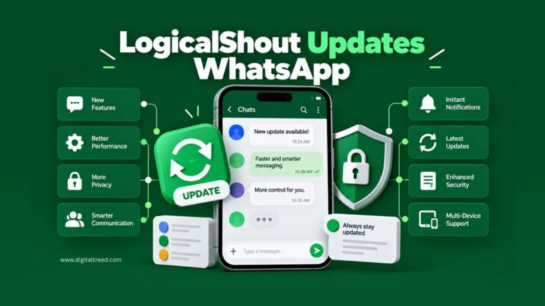 LogicalShout WhatsApp updates concept showing messaging features, notifications and mobile technology.