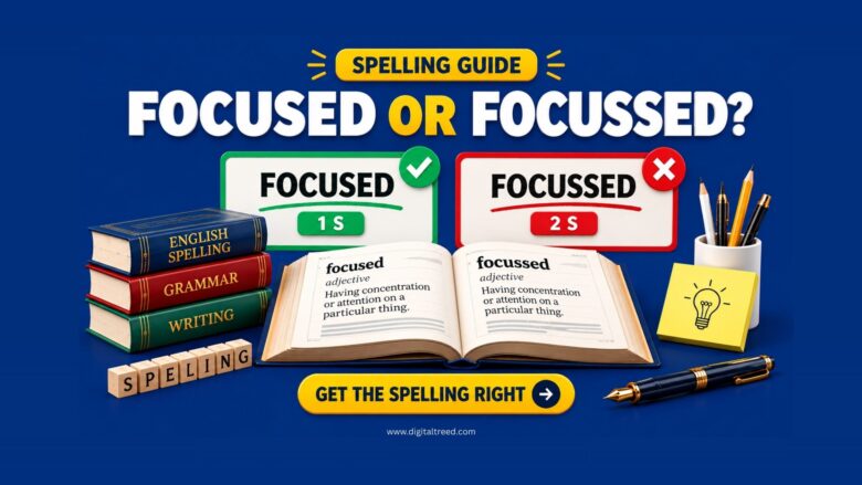 Focused vs focussed spelling comparison showing the difference between the one-S and two-S forms