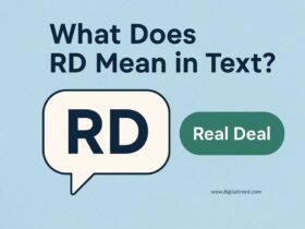 A friendly infographic explaining the texting slang "RD" as "Real Deal," with a bold speech bubble and clean design that makes the meaning easy to understand at a glance.