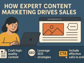 A flat-style digital illustration infographic titled "How Product Packaging Impacts E-commerce SEO," featuring a laptop with a shopping cart, product boxes, SEO icons (like a magnifying glass and search bar), and upward-pointing arrows representing growth. The image uses a clean, modern design with muted colors and educational labels explaining the relationship between packaging design and search engine optimization in online sales.