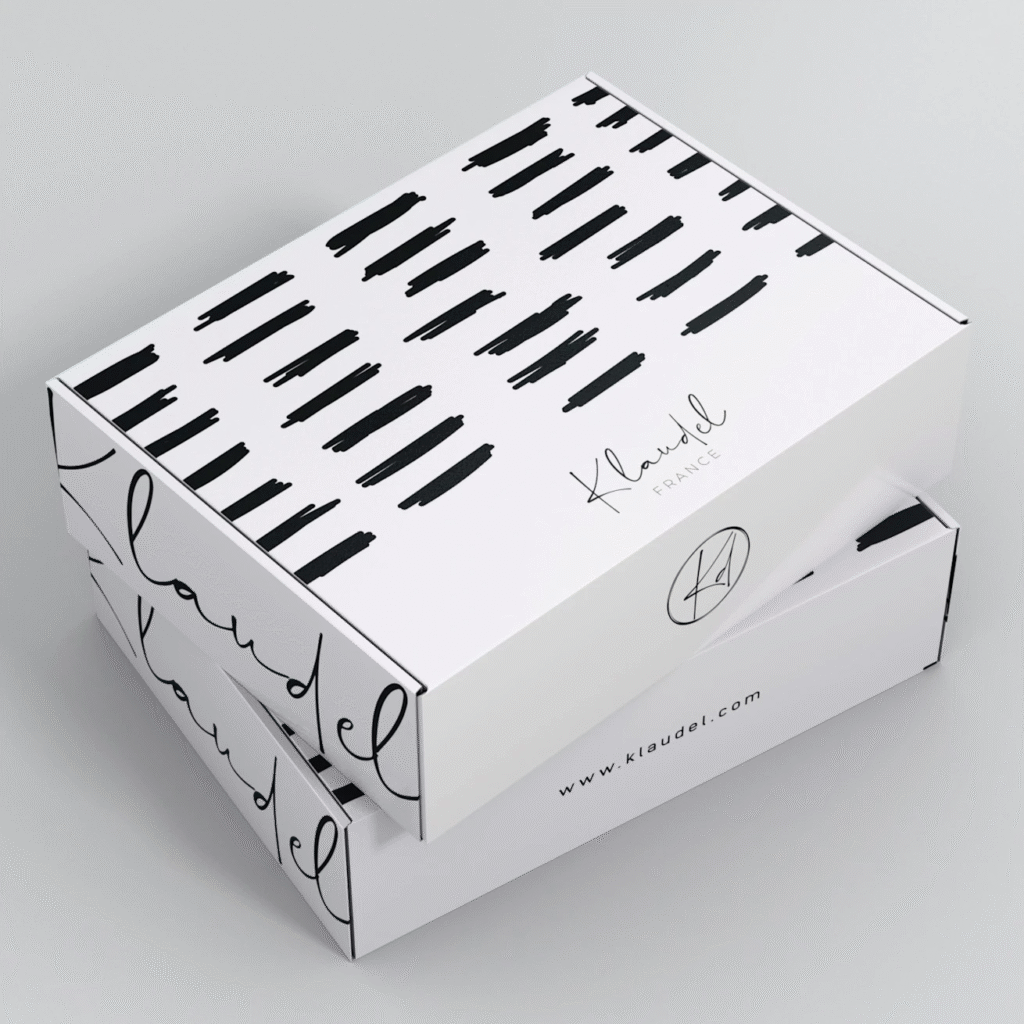 Monochrome packaging design with scribbles