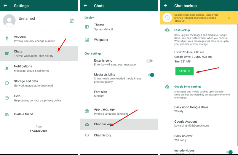 whatsapp setting