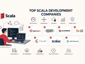 Infographic showcasing top Scala development companies, featuring scalable backend systems, cloud-native applications, distributed architectures, data engineering, real-time processing, high-performance software development, and enterprise-grade Scala solutions.