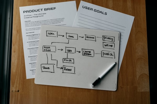 product brief, user goals, written, flow chart, goal plan